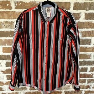 VTG Old El Paso Classic Fit Men's Ranch Shirt XXL Long Tail Stripe Black Red USA